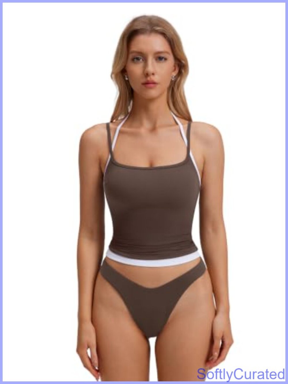 Padded Tank Top Double Layer Halter Neck Camisole